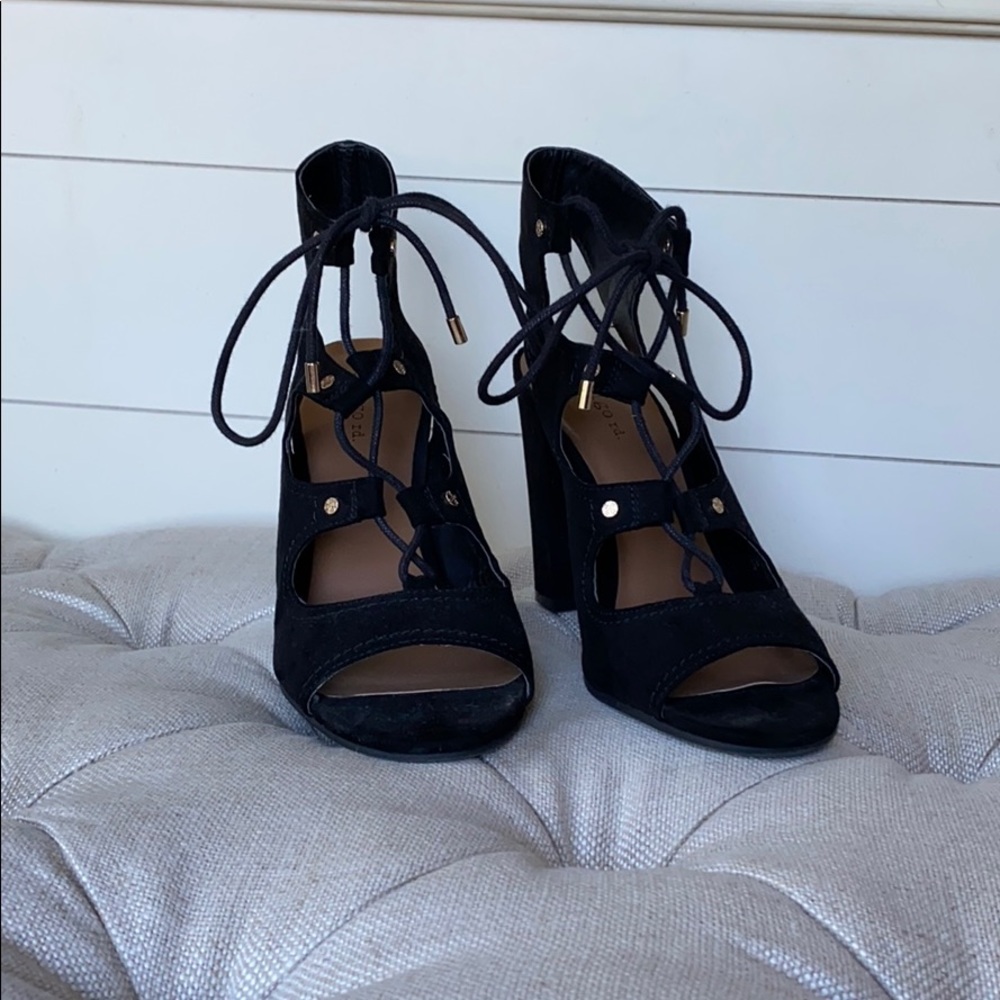 Black Suede Chunky Heal